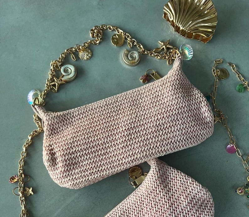 Pink shells charm bag
