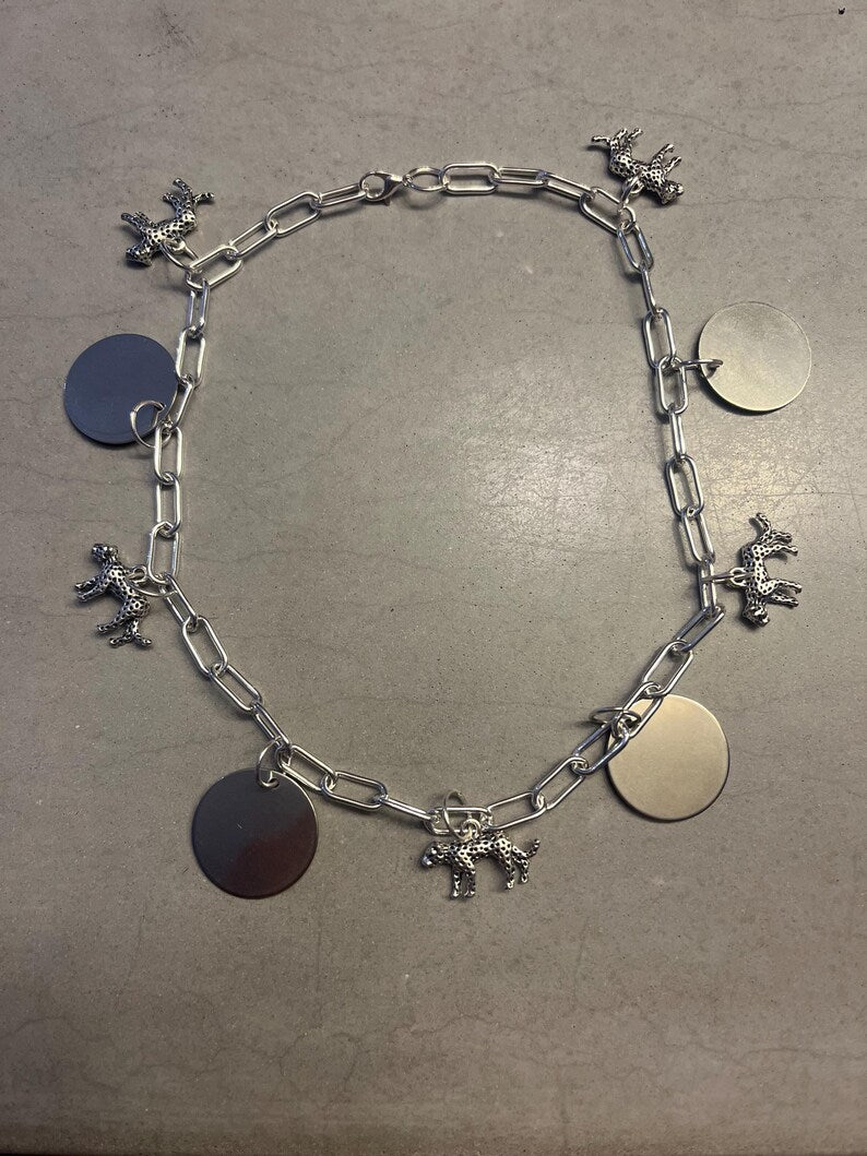 Silver leopard charm necklace