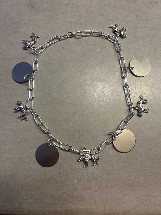 Silver leopard charm necklace