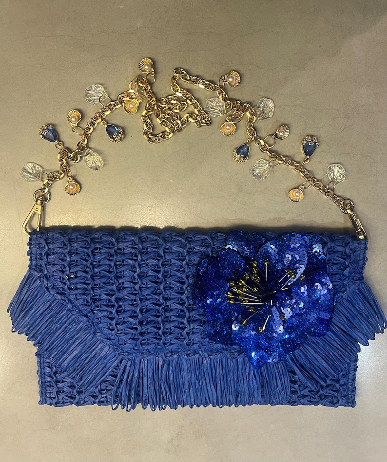 Blue flora charm bag