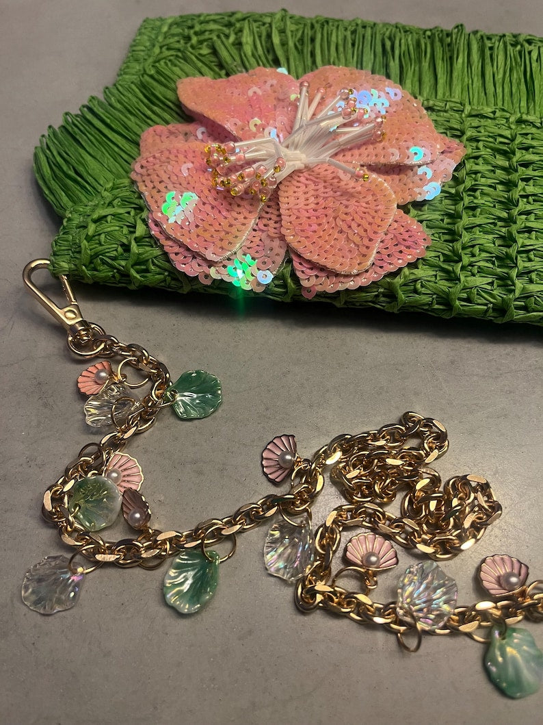 Green / pink flora bag