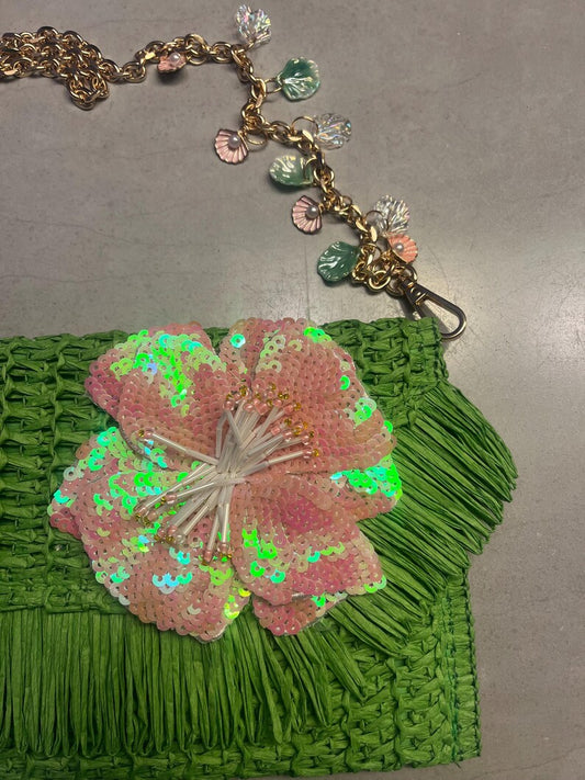 Green / pink flora bag