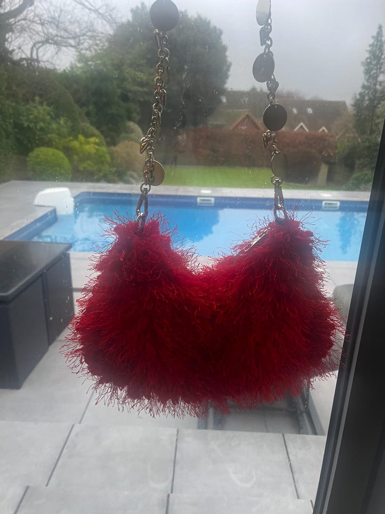 Red fluffy bag