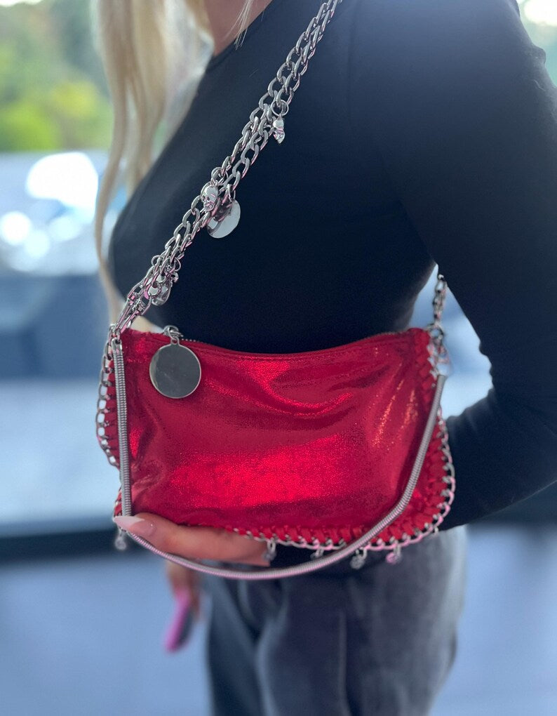 Red silver bag