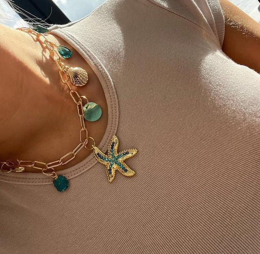 Blue Starfish charm necklace