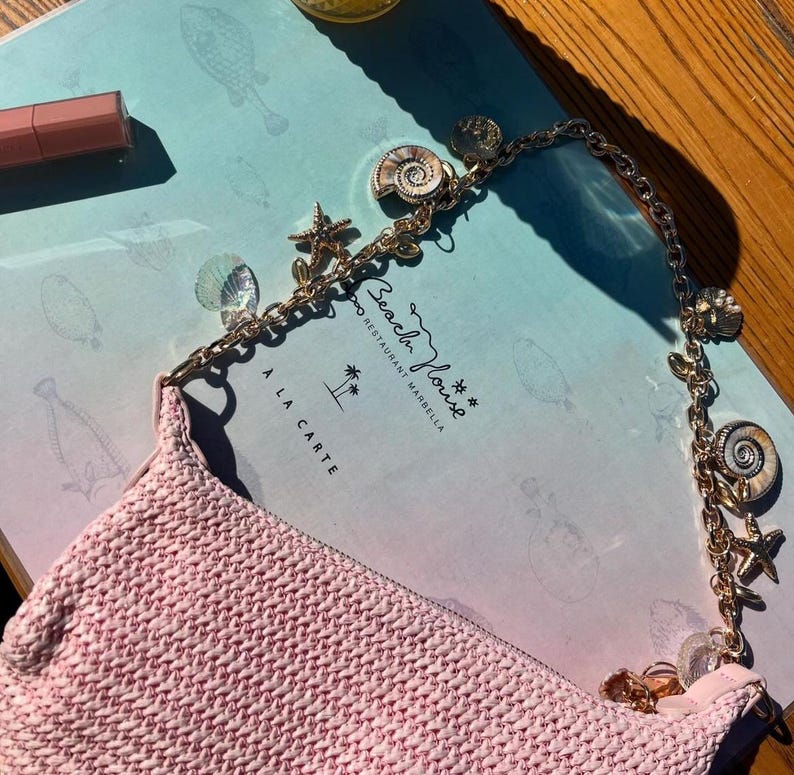 Pink shells charm bag
