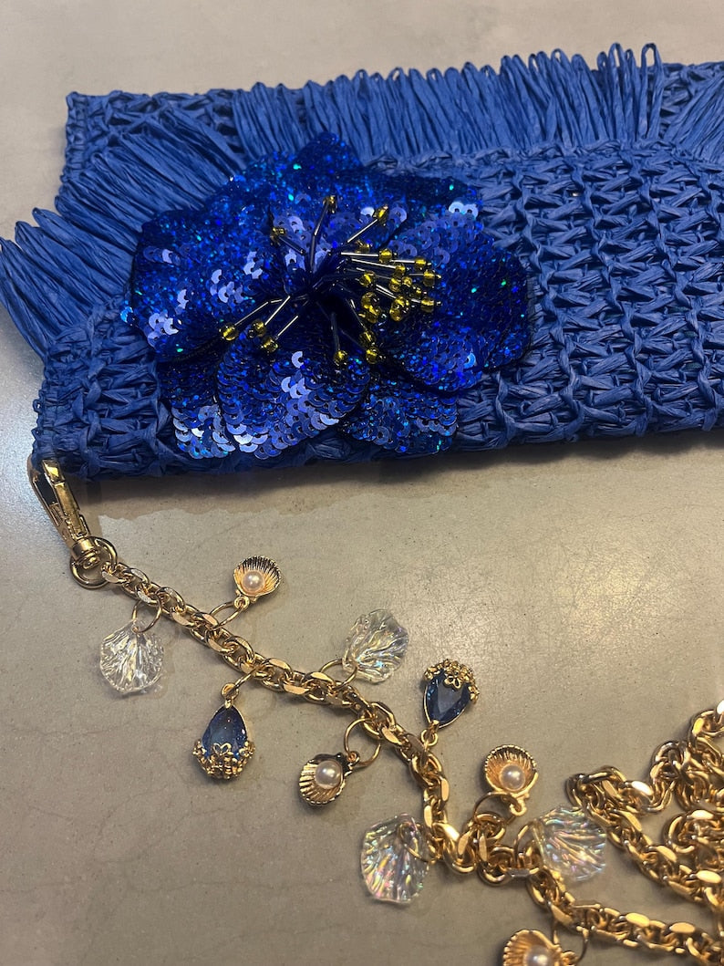 Blue flora charm bag