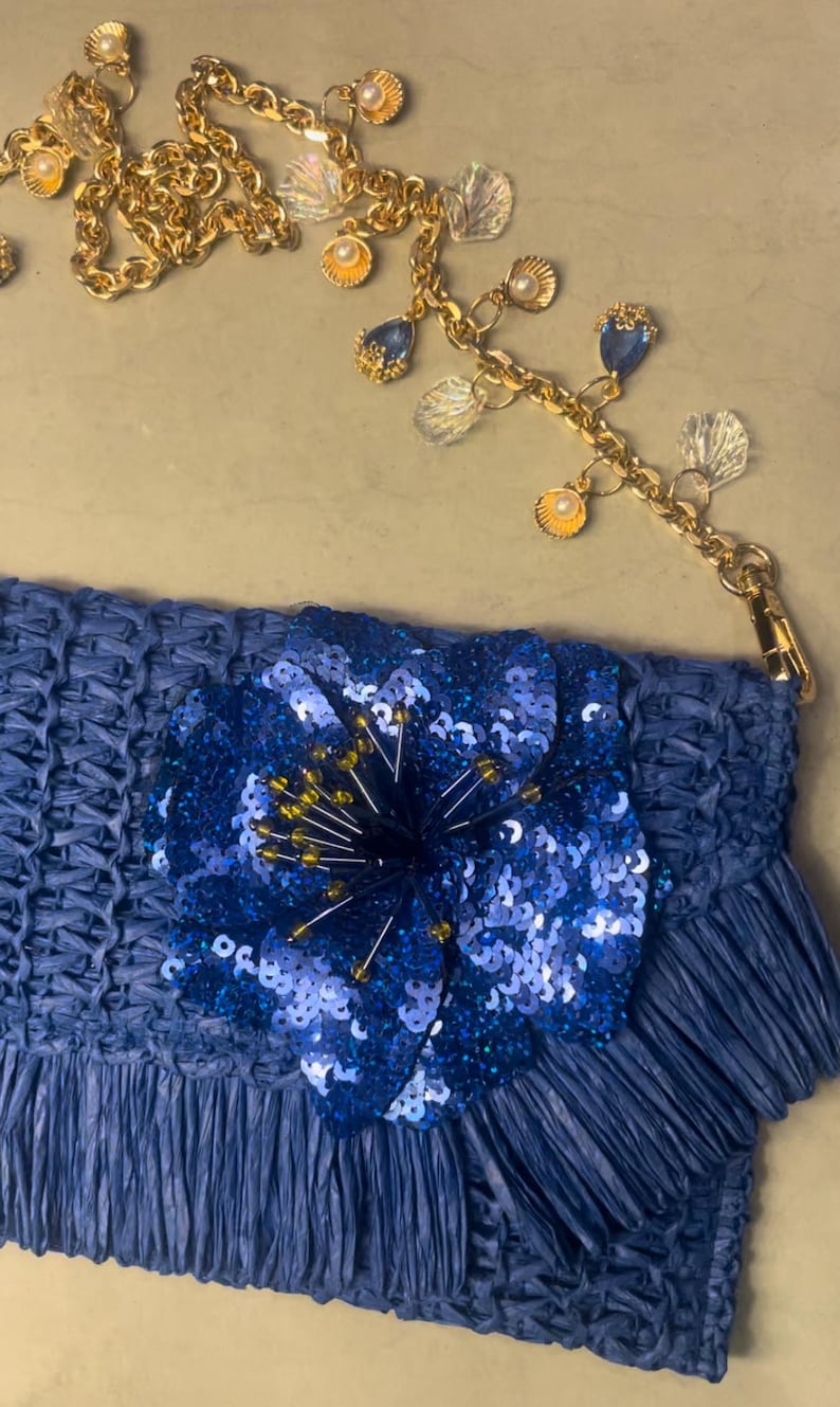 Blue flora charm bag