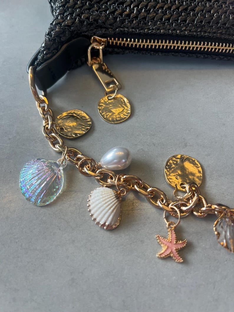 Black / Pink flora charm bag