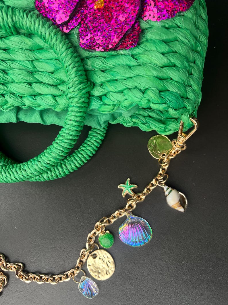 Green / dark pink flora Bag