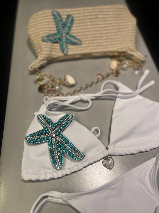 White / blue Gem starfish bikini