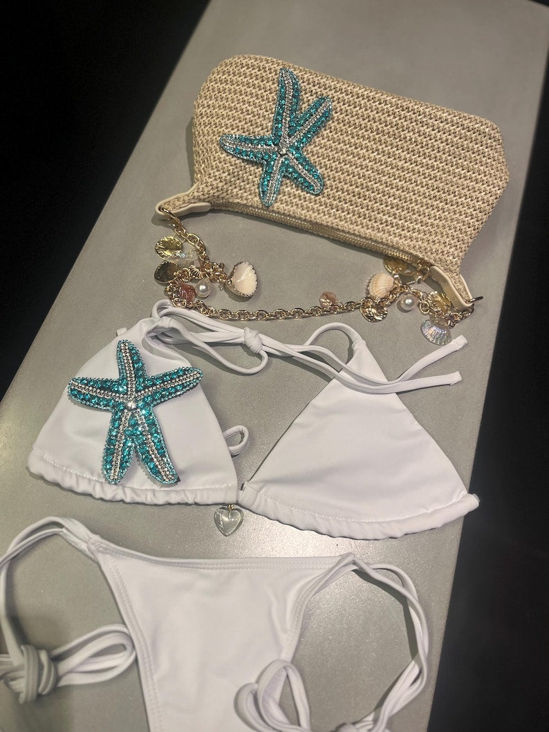 White / blue Gem starfish bikini