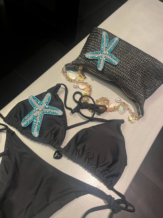 Black / blue Gem starfish bikini