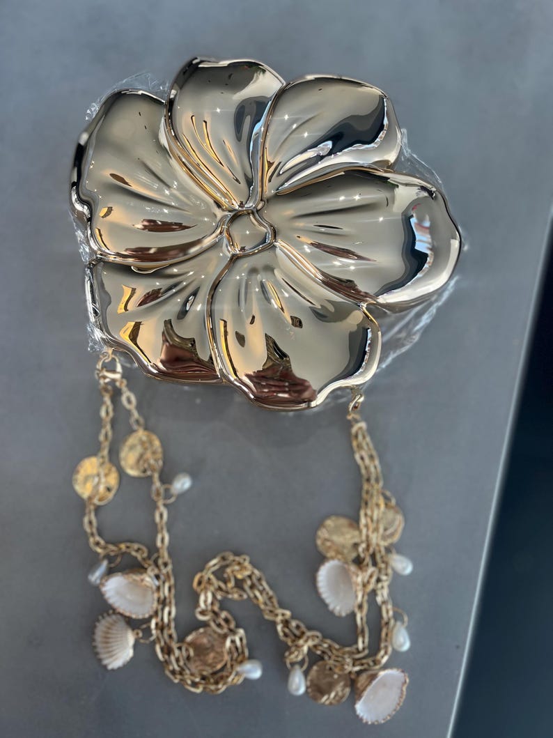 Gold flora hard shell bag