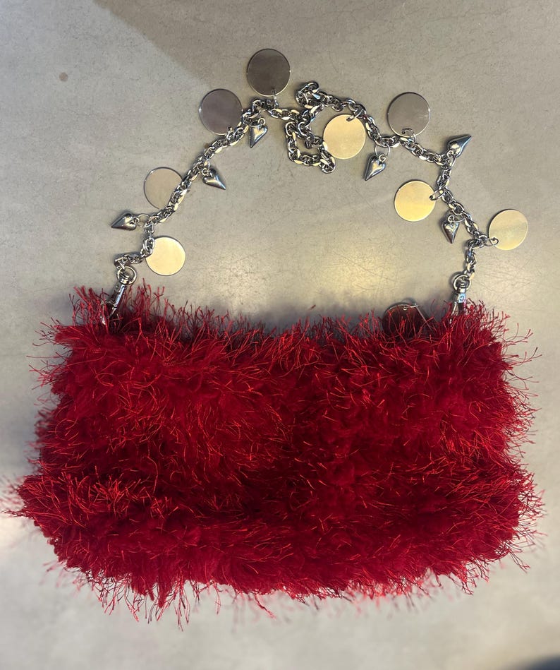 Red fluffy bag