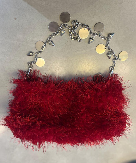 Red fluffy bag