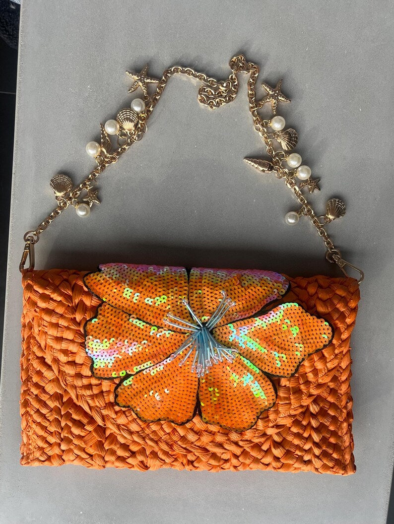 Orange flora bag