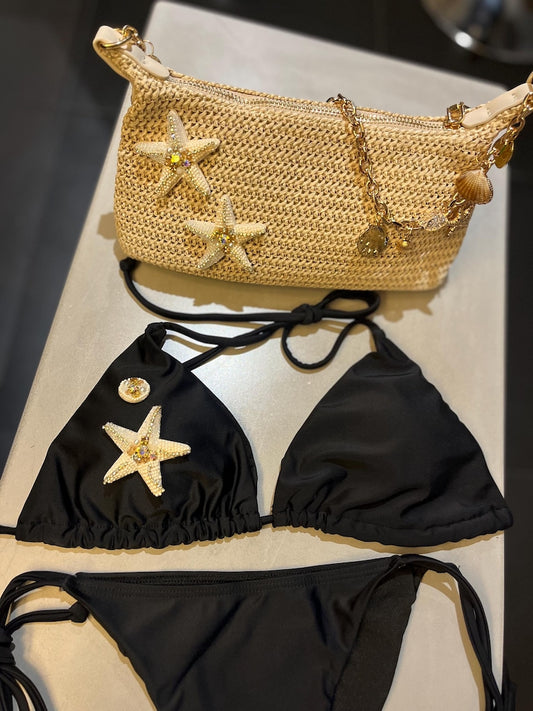 Black cream starfish bikini