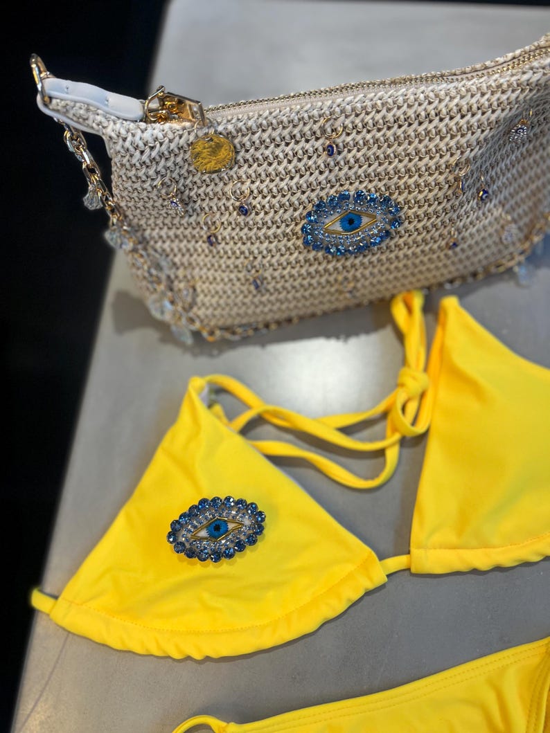 Yellow evil eye bikini