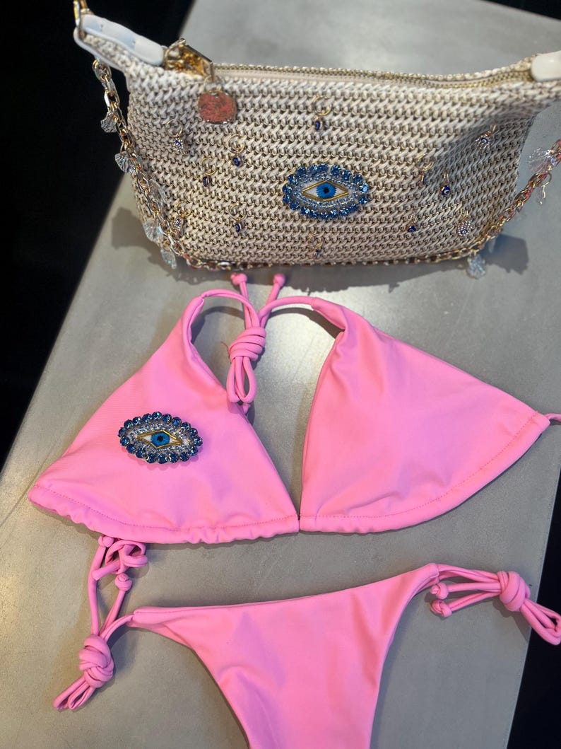 Pink evil eye bikini