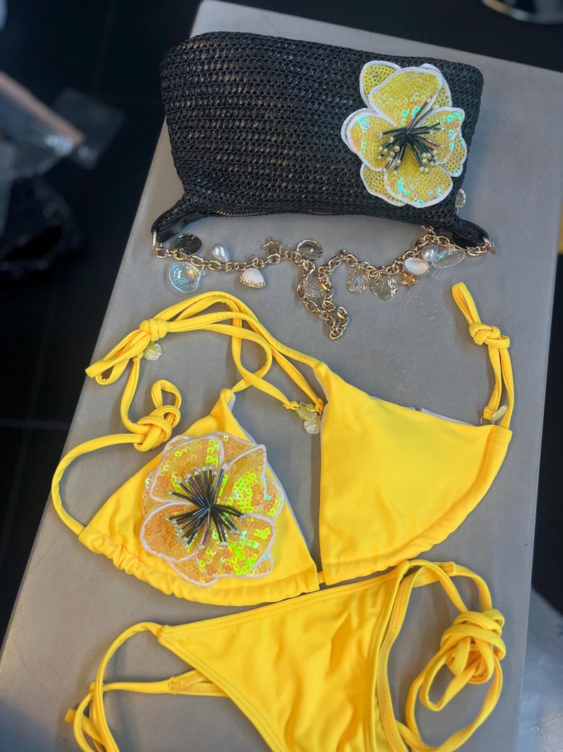 Yellow flora bikini