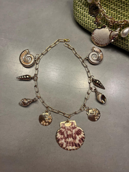 Multi shell charm necklace