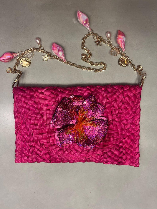 Dark pink flora charm bag