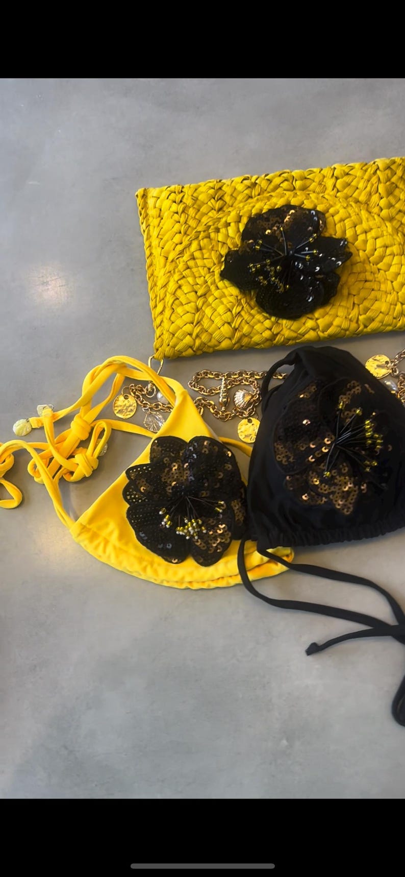 Yellow / black flora bikini