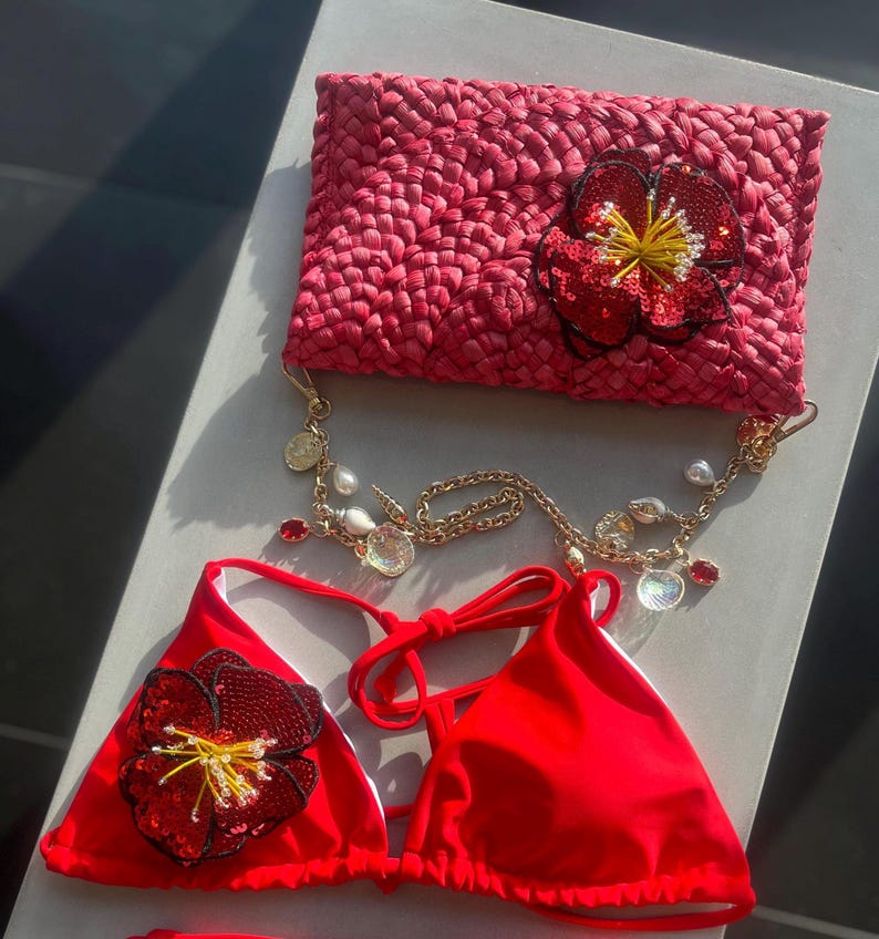Red flora bikini