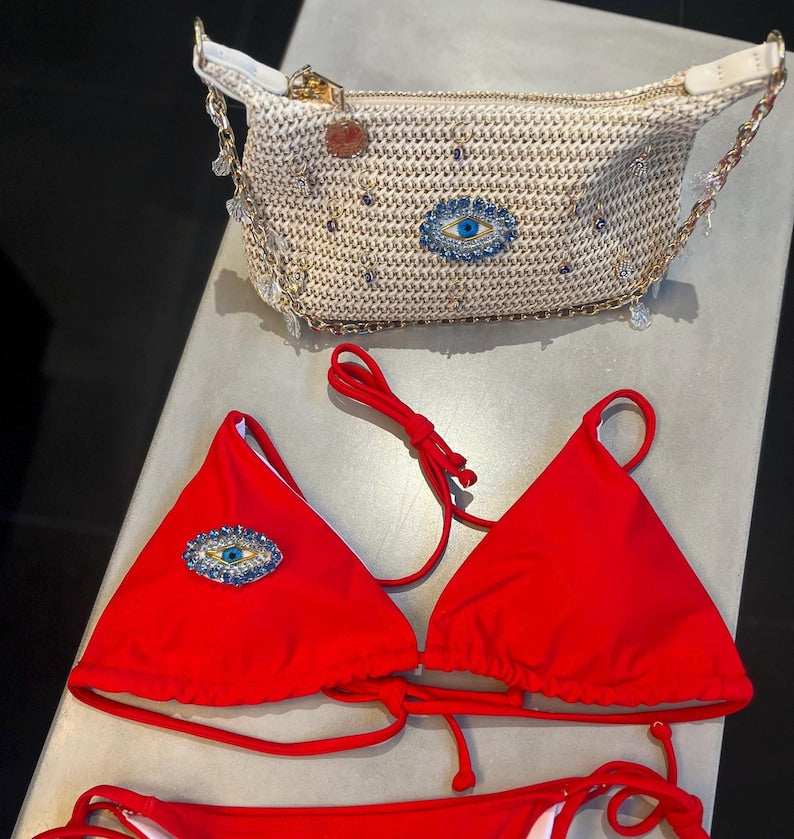 Red evil eye bikini