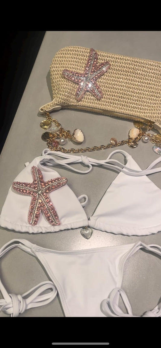 White / pink Gem starfish bikini