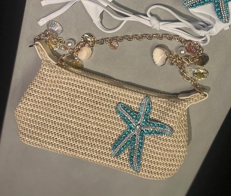 Beige / blue Gem starfish bag