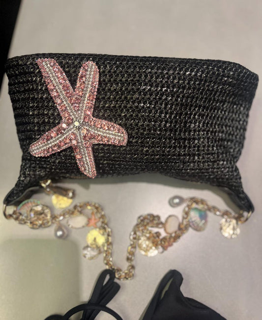 Black / pink Gem starfish charm bag