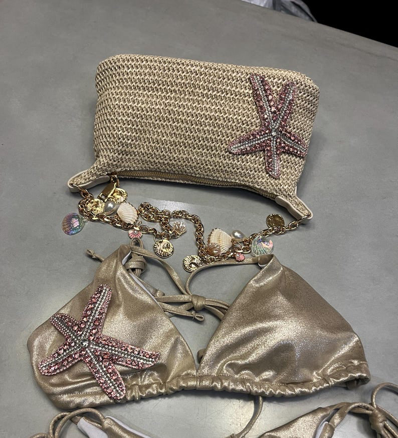 Beige / pink Gem starfish bikini