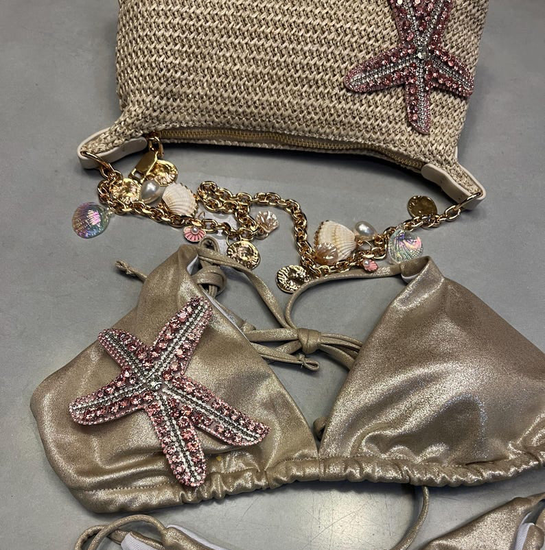 Beige / pink Gem starfish bikini