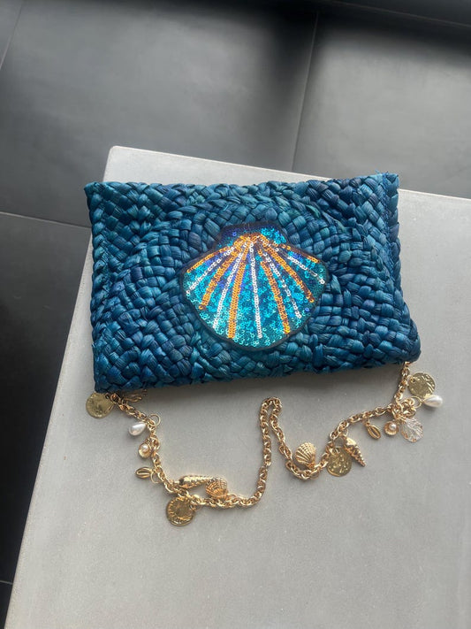 Blue shell charm bag