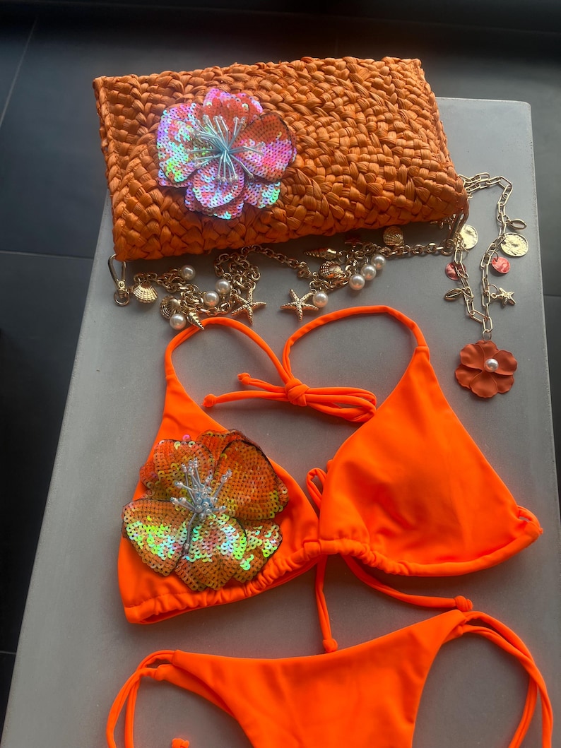 Orange flora bikini