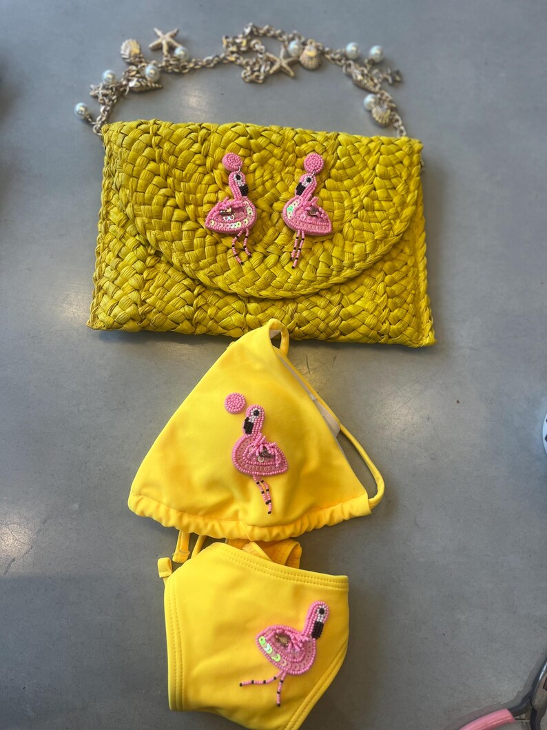 Yellow flamingo bikini