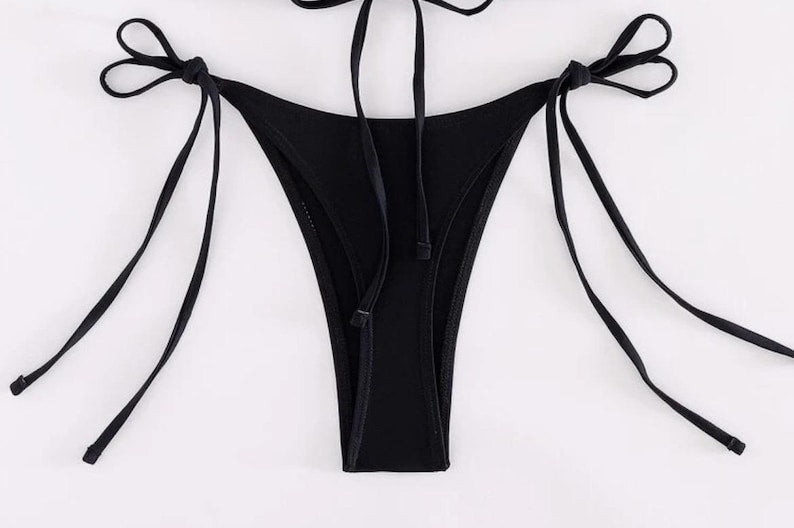 Black / orange flora bikini