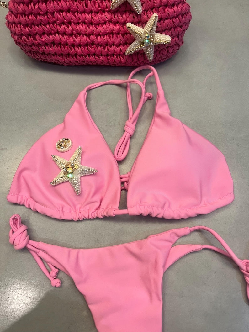 Pink cream starfish bikini