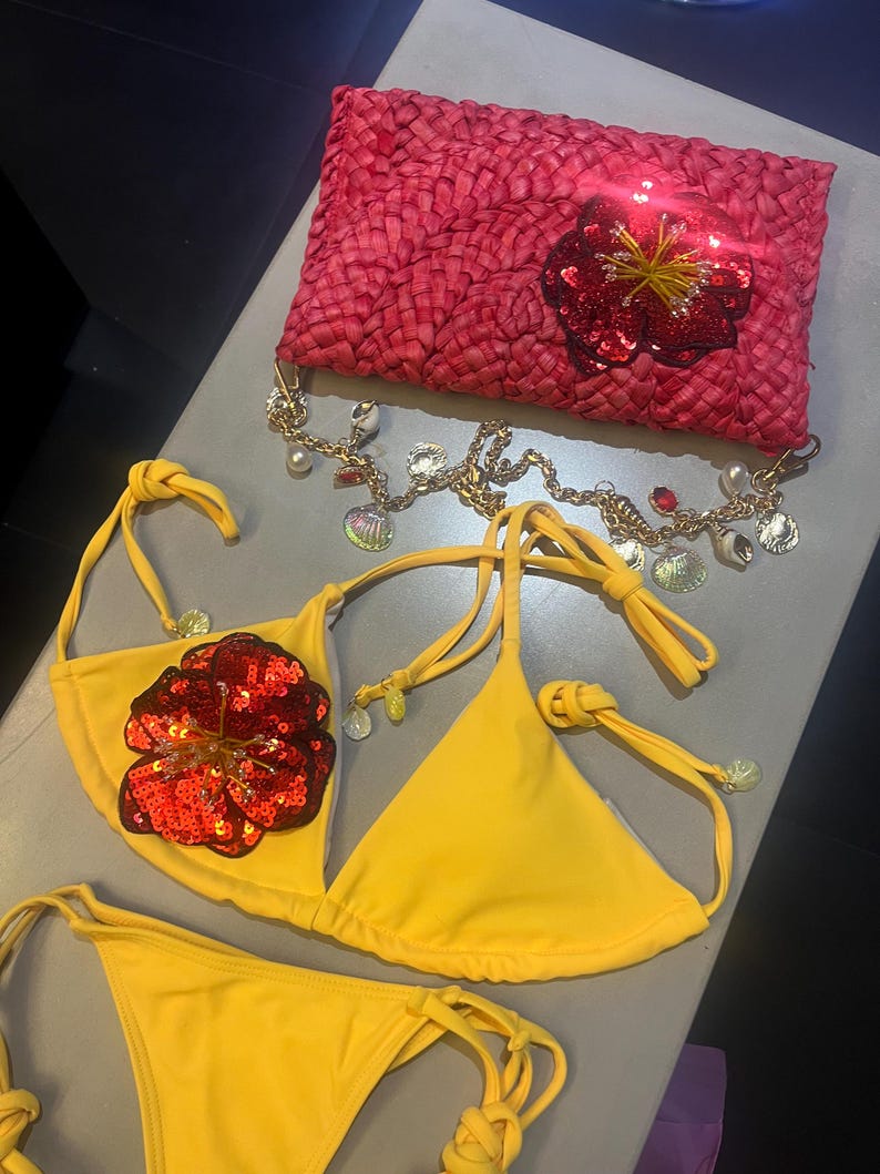 Yellow / red flora bikini