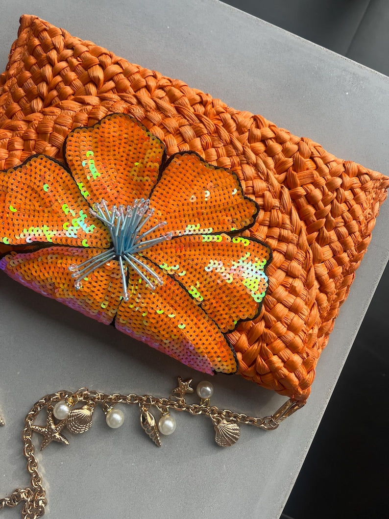 Orange flora bag