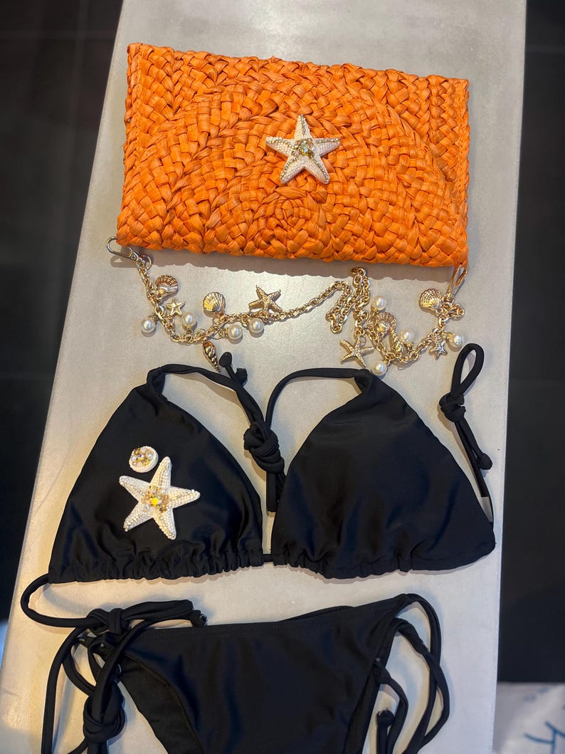 Orange cream starfish charm bag