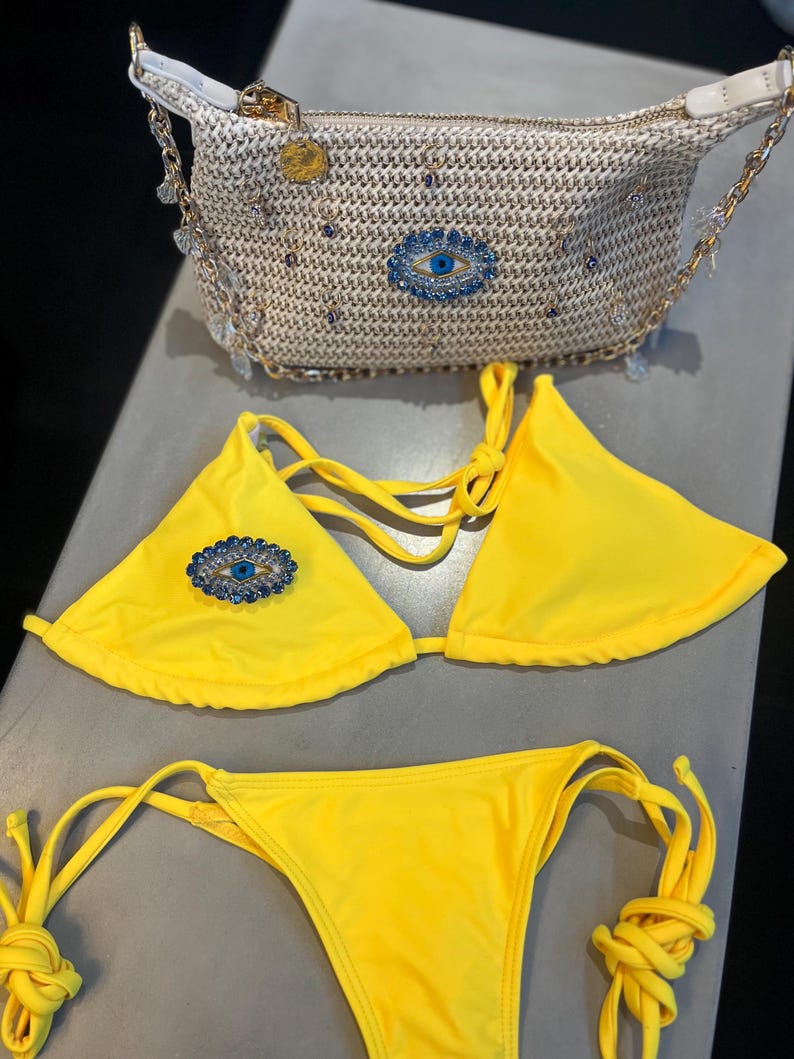 Yellow evil eye bikini