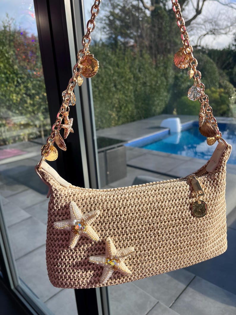 Beige double cream starfish bag