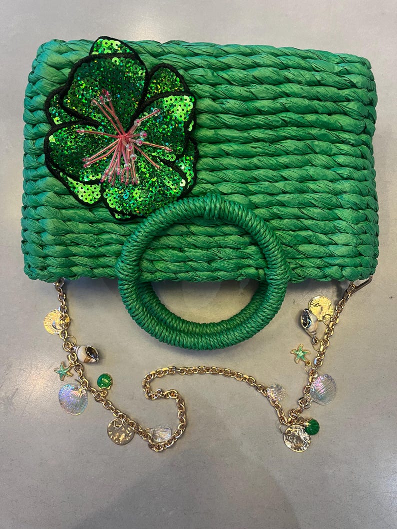 Green flora charm bag