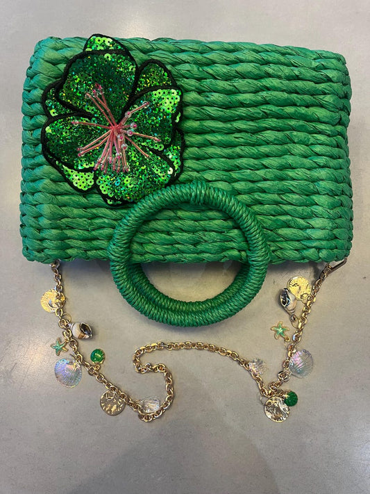 Green flora charm bag