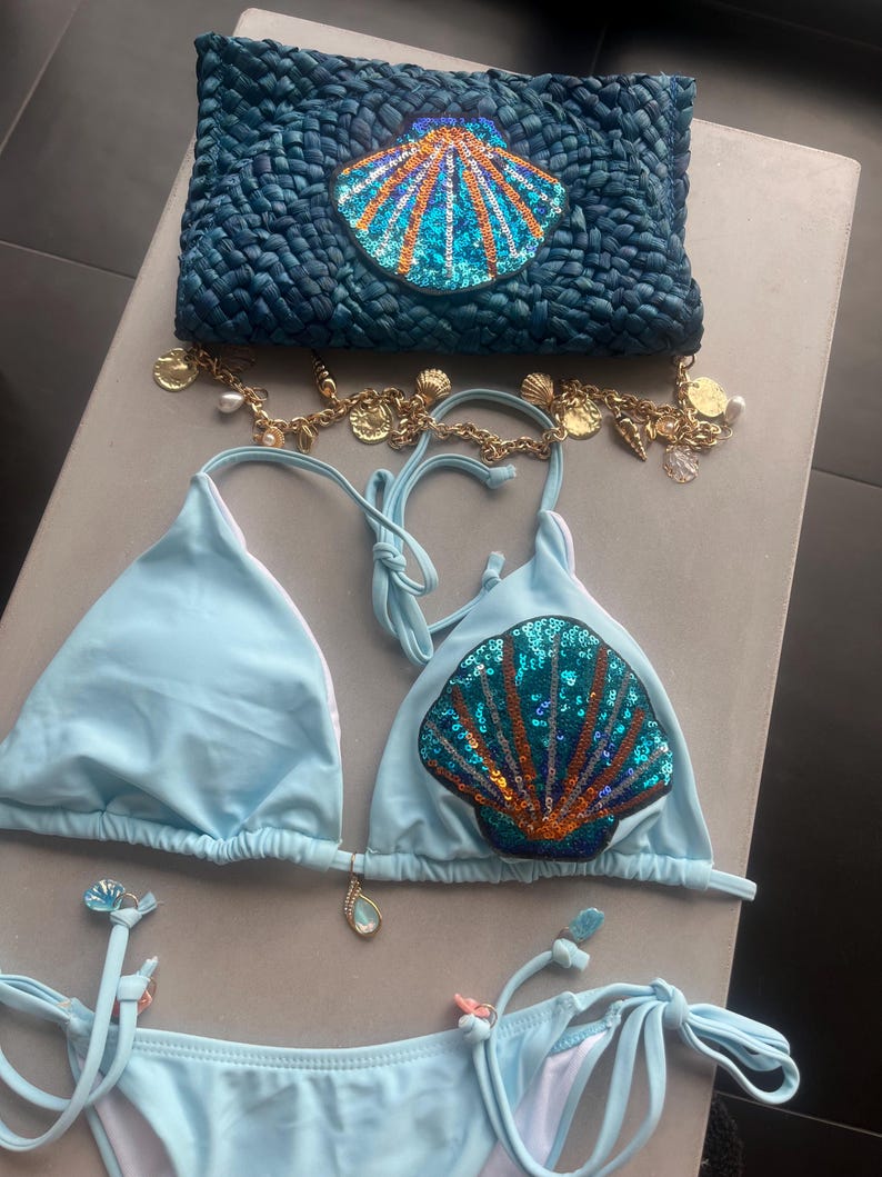 Blue shell charm bag