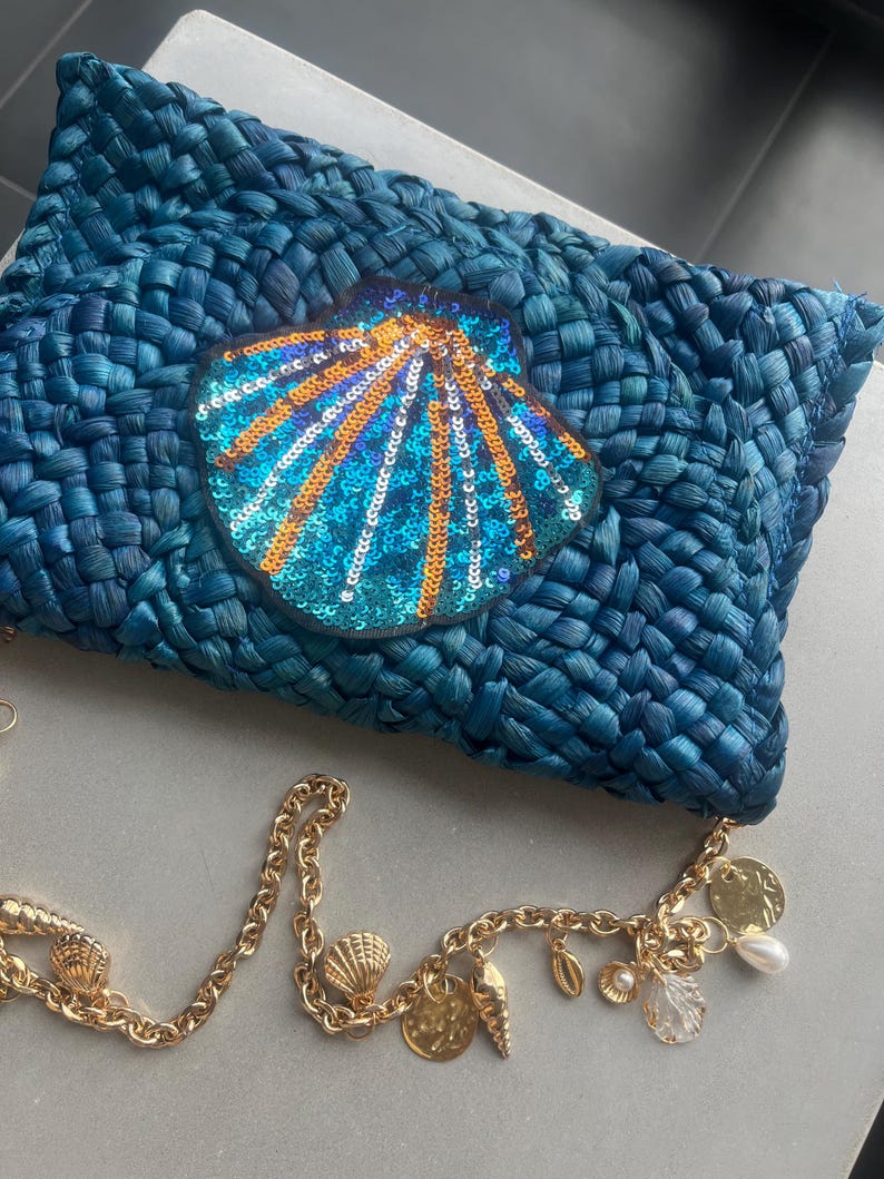 Blue shell charm bag