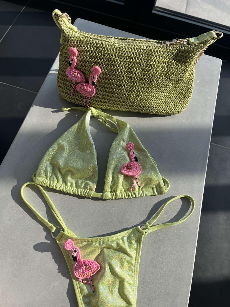 Matcha flamingo bikini